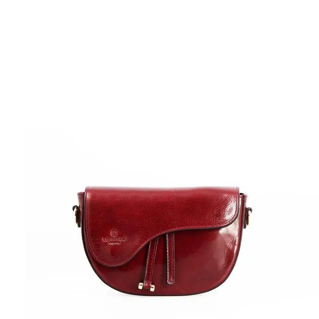Leonardo Shoes Lena Bordeaux borsa tracolla pelle 22x16 cm