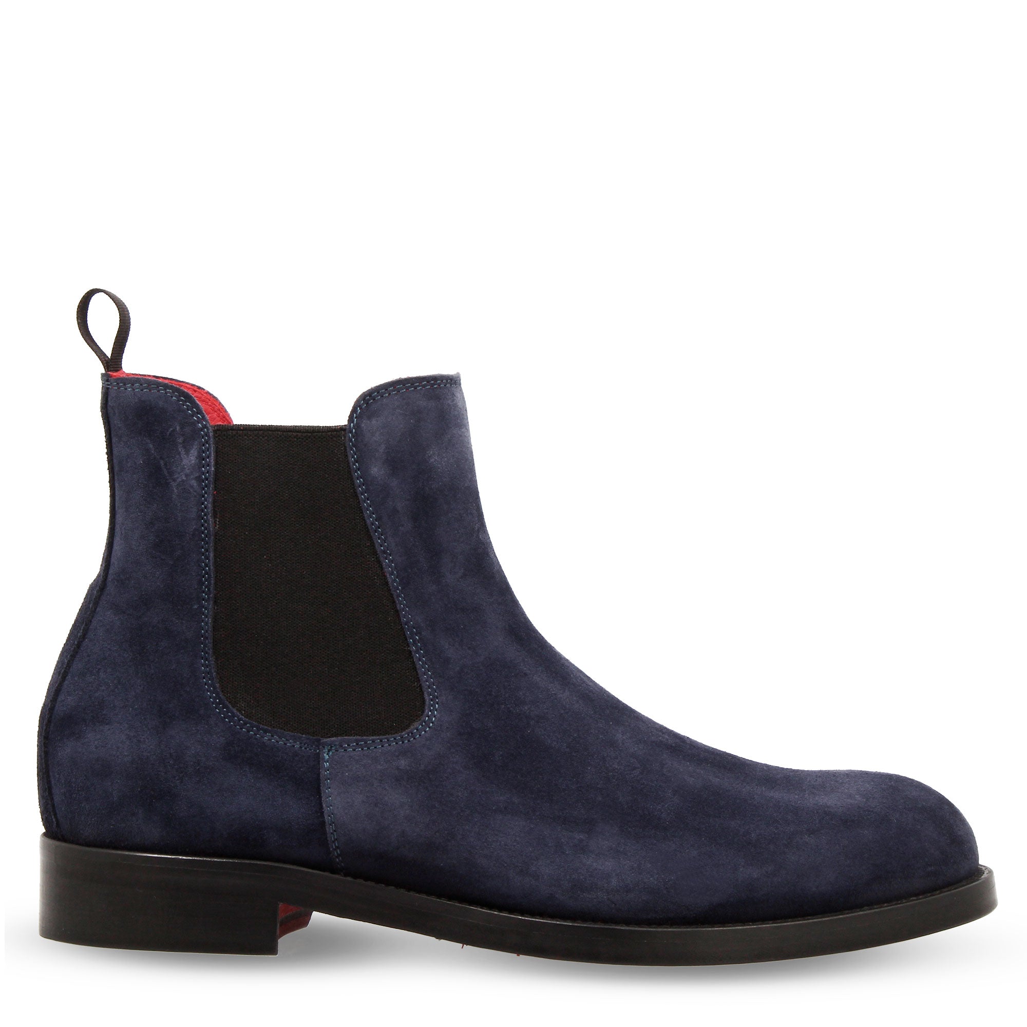 Leonardo Shoes Stivaletti Uomo Chelsea Camoscio Blu