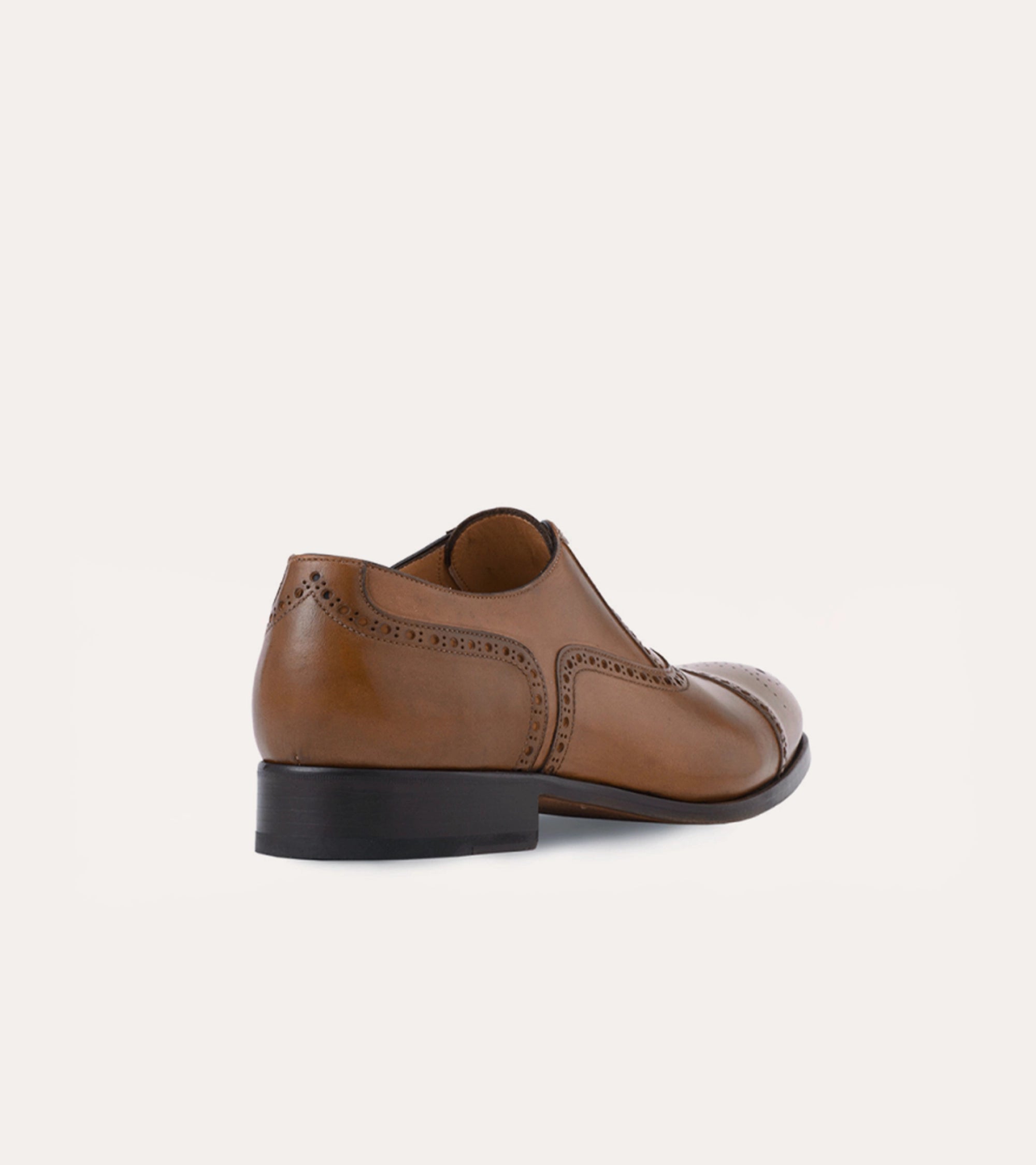 Ace Marks Kendrick Half Brogue Cap Toe Cuoio scarpe uomo