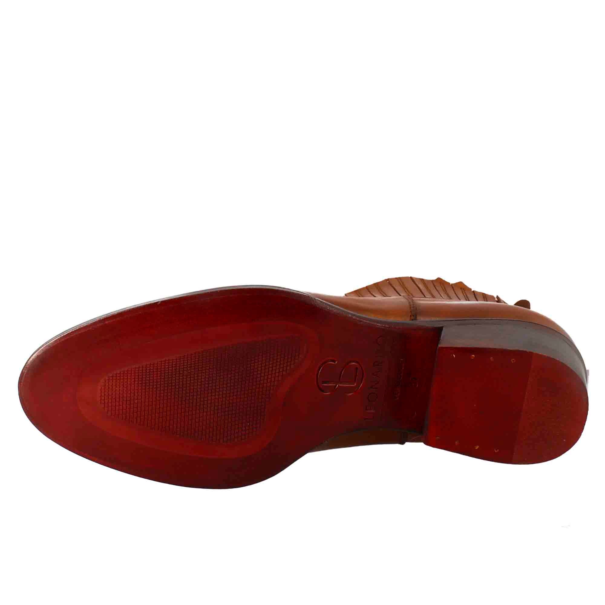 Leonardo Shoes Stivali Donna stivaletti marrone chiaro pelle