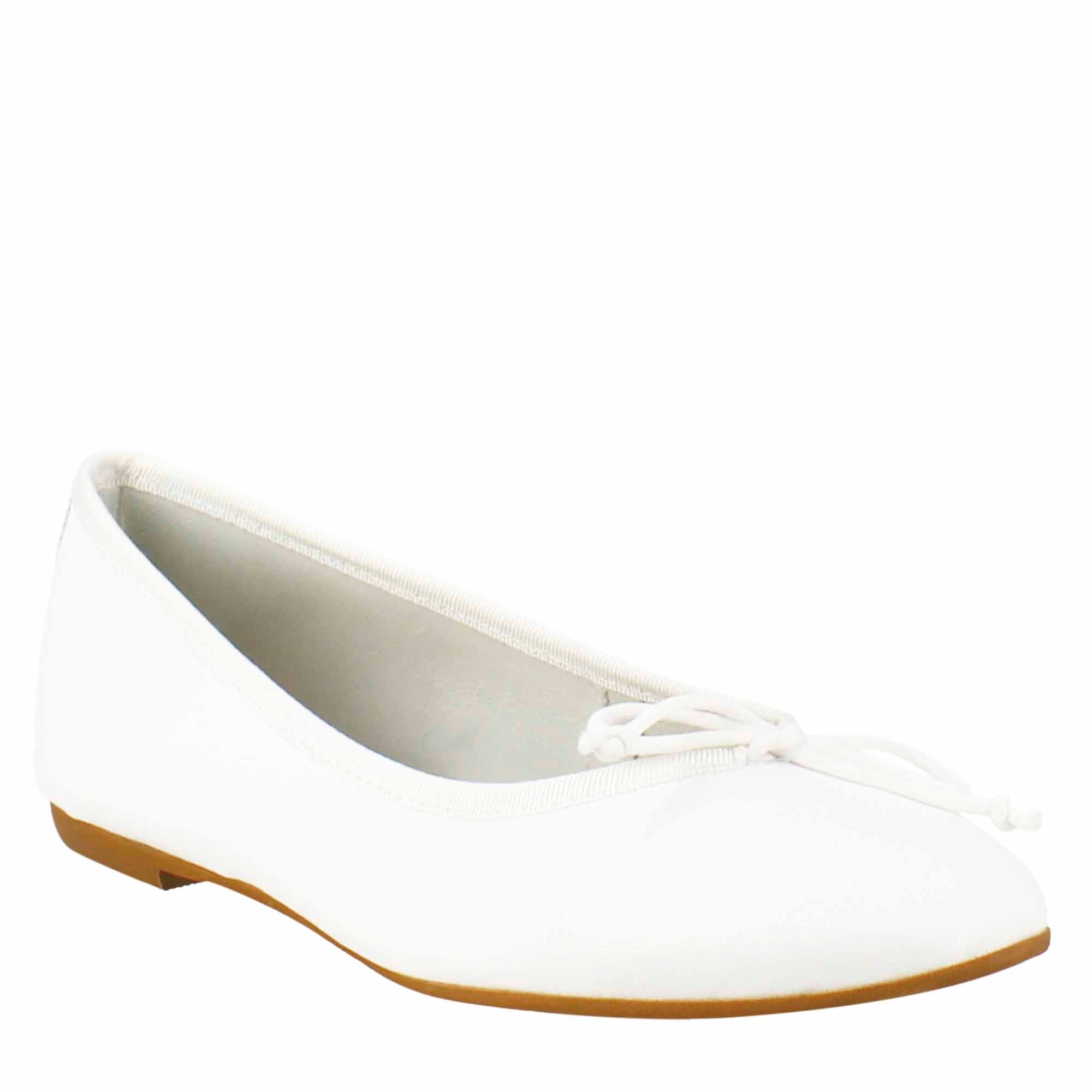 Leonardo Shoes BF-20 ballerine donna bianco pelle liscia fiocco