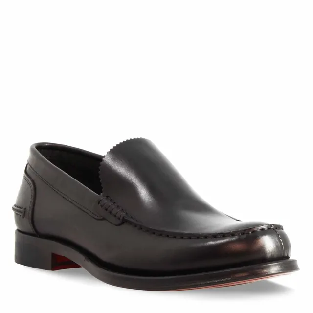 Leonardo Shoes Rialto Mocassino Uomo Pelle Nero Suola Cuoio