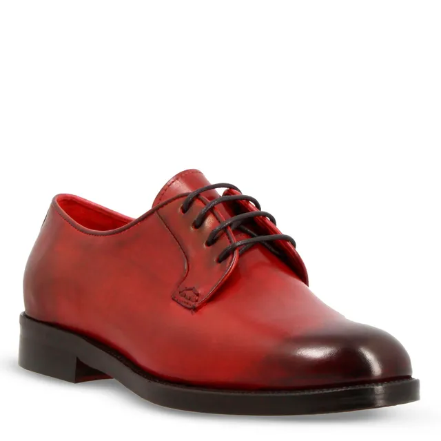 Leonardo Shoes Derby Donna Bordeaux Pelle Liscia