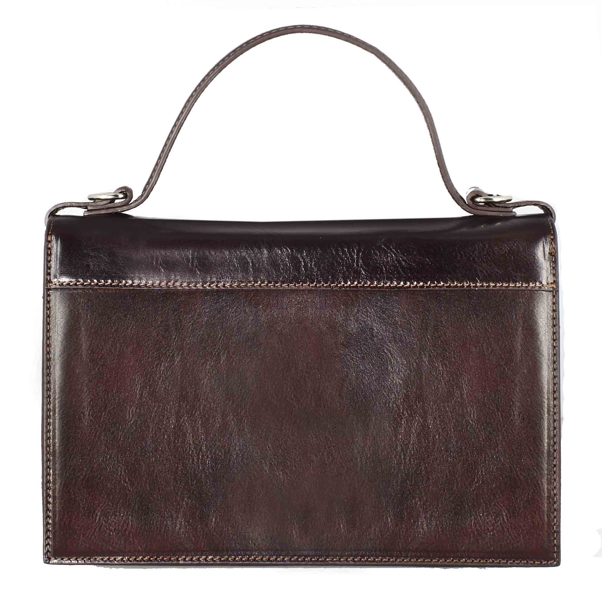 Leonardo Shoes Contessina Borsa Donna Pelle Marrone Scuro
