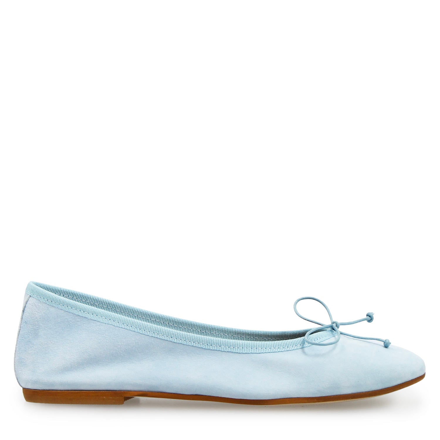Leonardo Shoes Fiocco ballerine donna camoscio celeste tacco 1cm