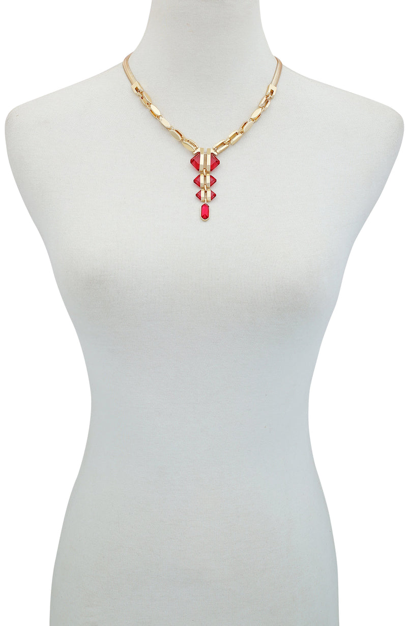 Vince Camuto collana pendente goccia oro pietra rosa