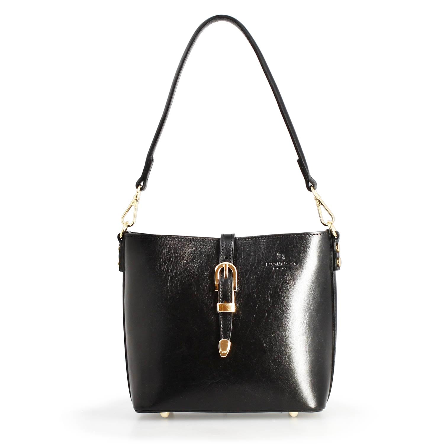 Leonardo Shoes Atena Borsa a Spalla Pelle Nera Secchiello