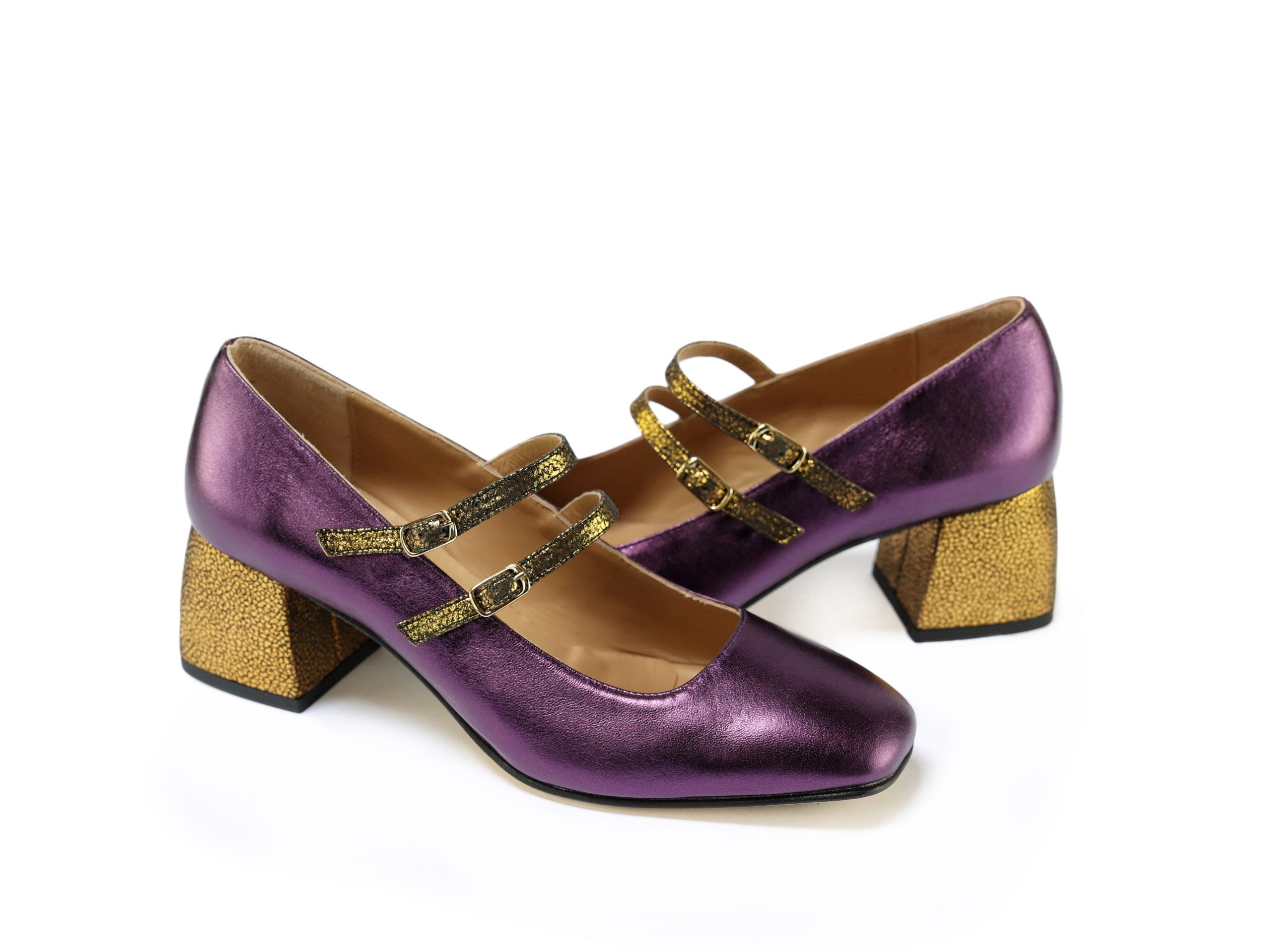 Ton Goût Gita décolleté donna viola oro tacco 5 cm