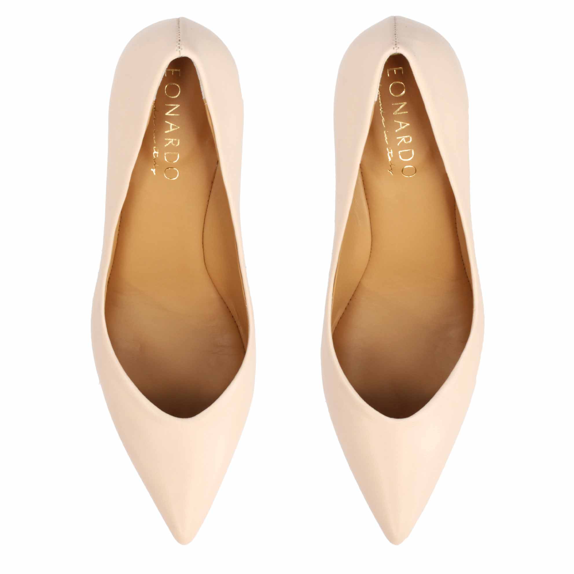 Leonardo Shoes Décolleté Pelle Beige Tacco 9 cm