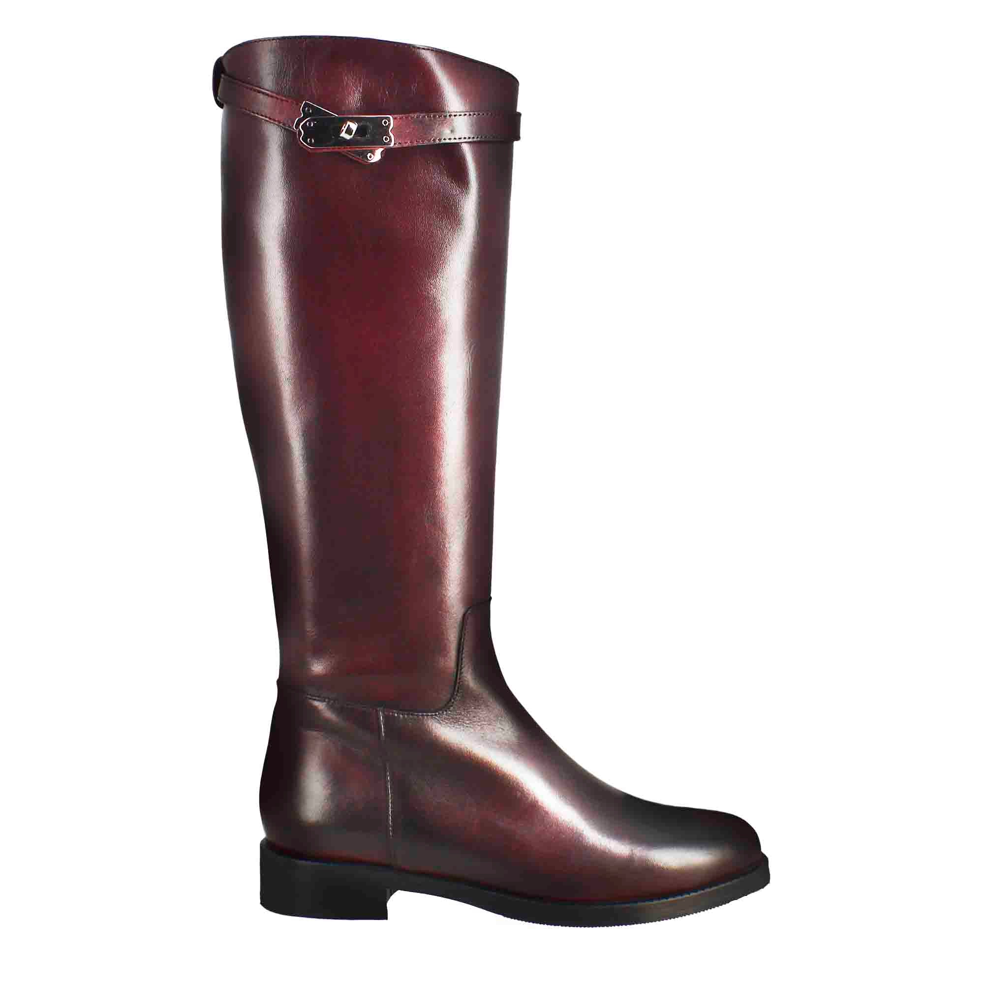 Leonardo Shoes Stivali Donna stivali ginocchio bordeaux pelle
