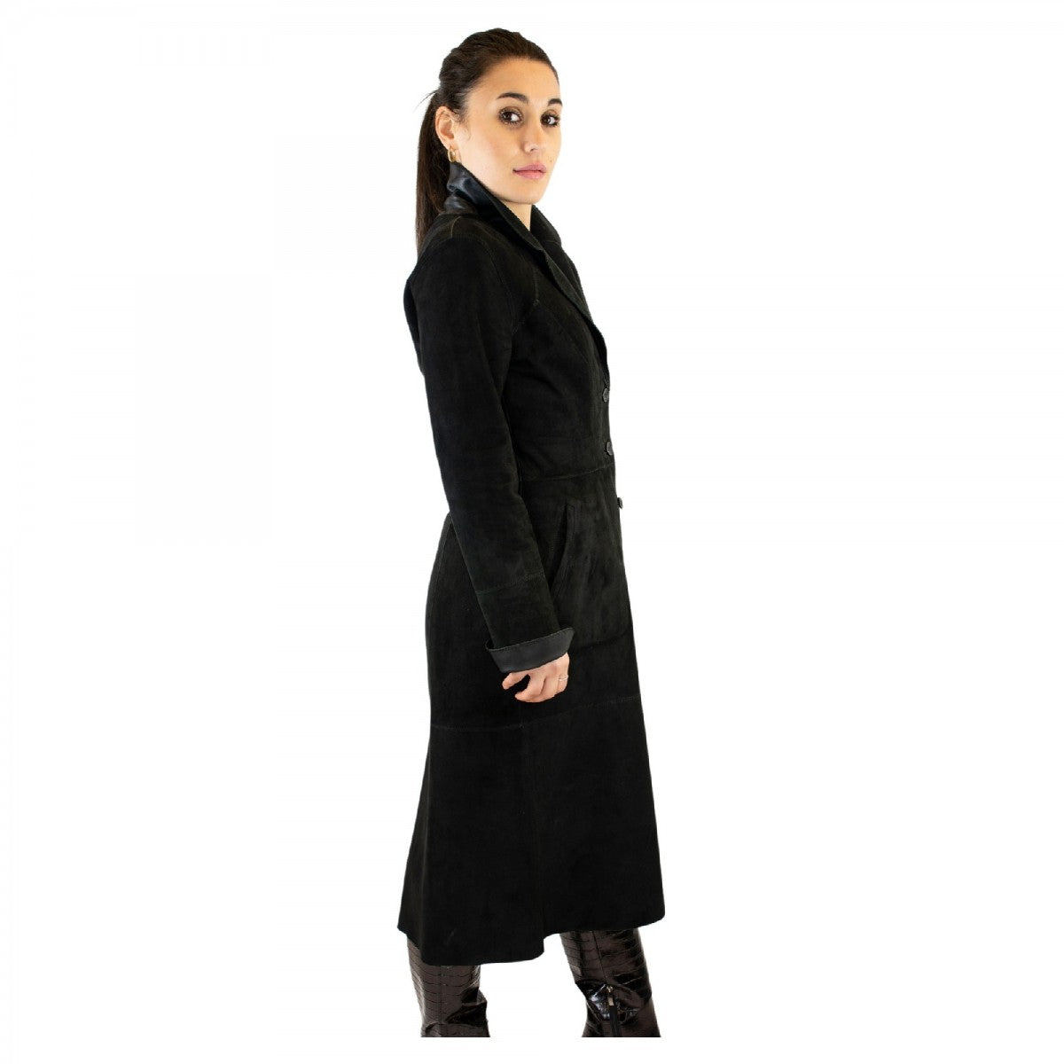 Leonardo Shoes BF-20 giacca pelle donna nero reversibile