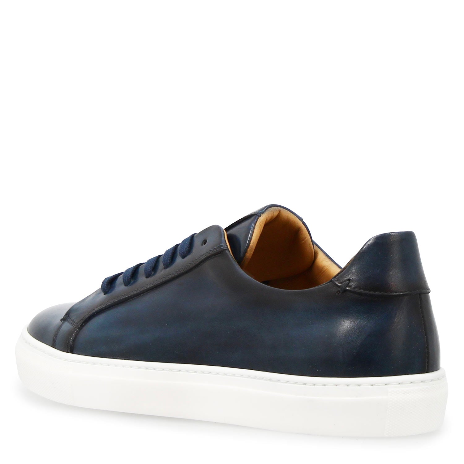 Leonardo Shoes Oreste sneakers uomo pelle blu spazzolata