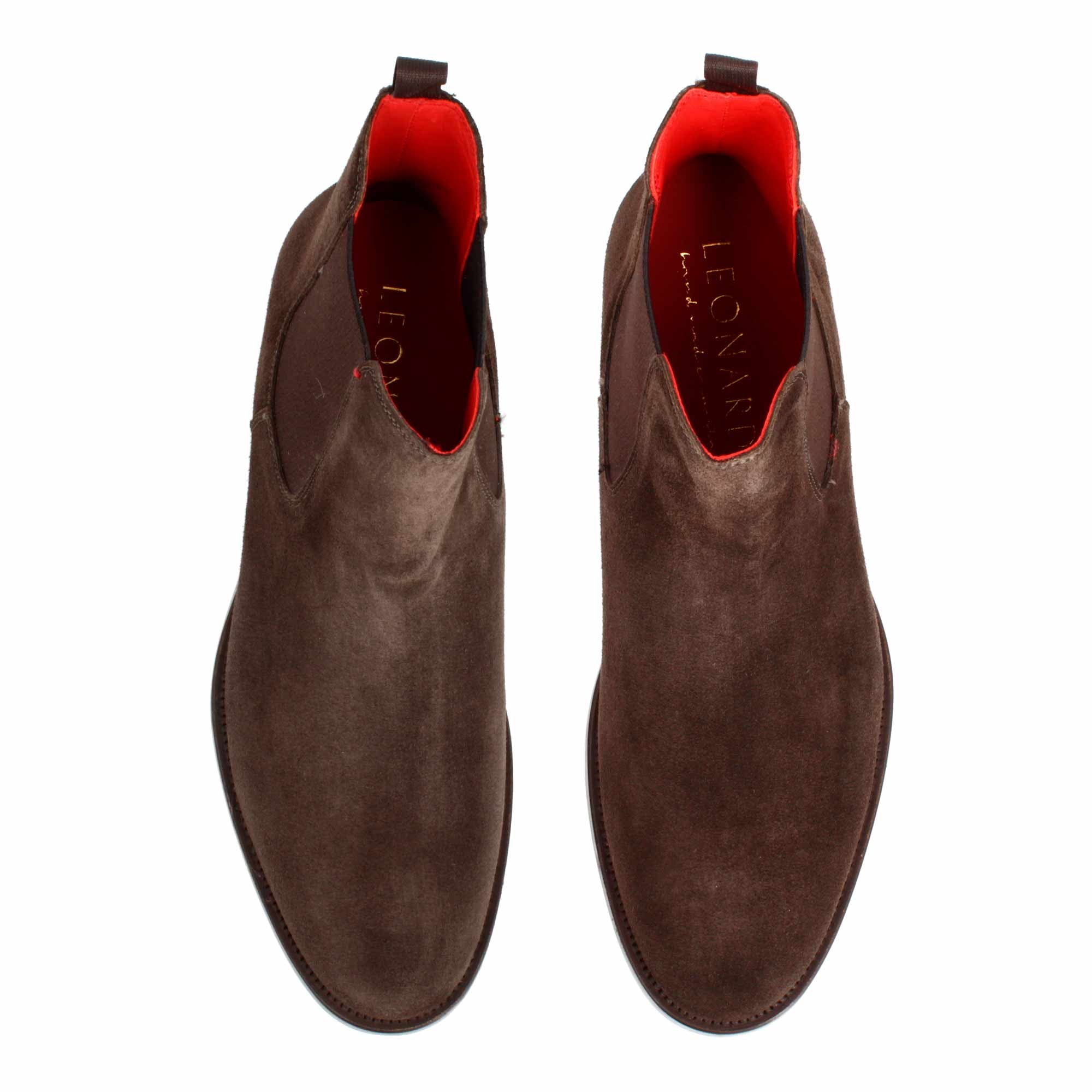 Leonardo Shoes stivaletto chelsea scamosciato marrone