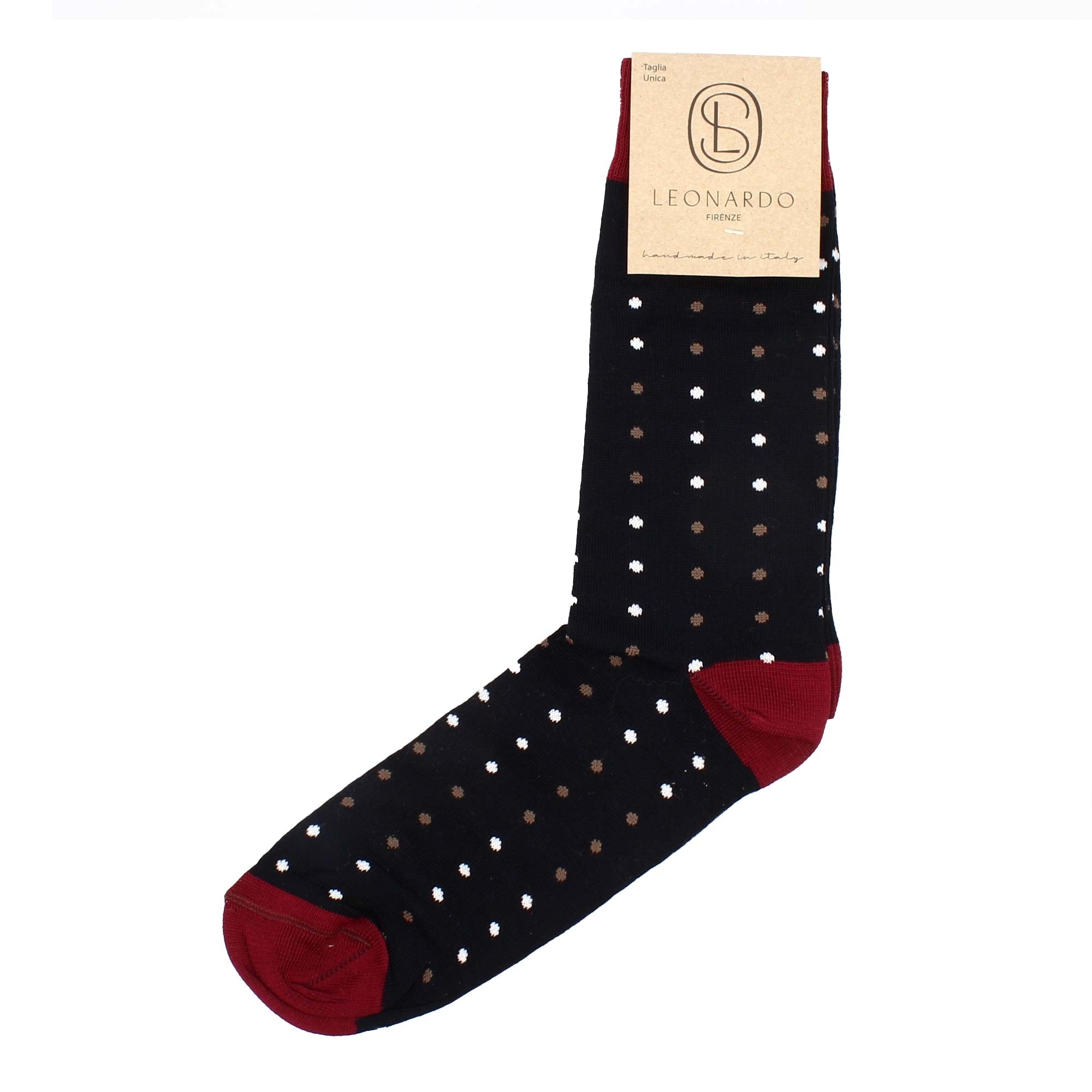 Leonardo Shoes Calzini uomo Filo di Scozia blu pallini cotone