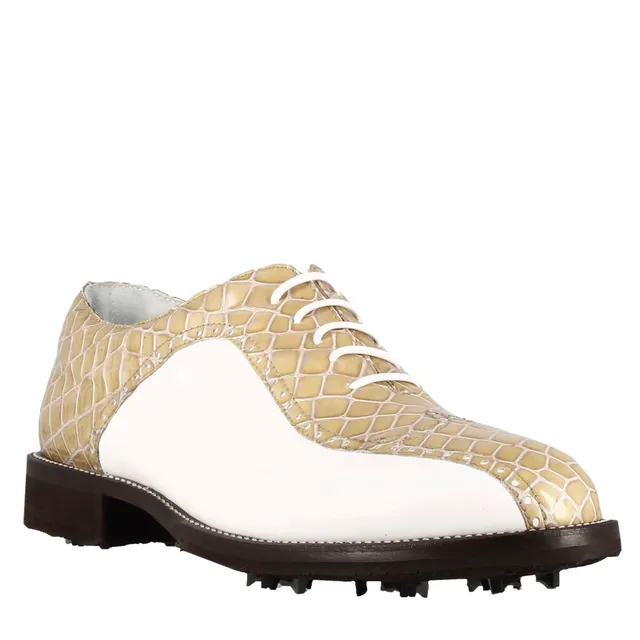 Leonardo Shoes Golf Calzature scarpe golf beige stampa cocco