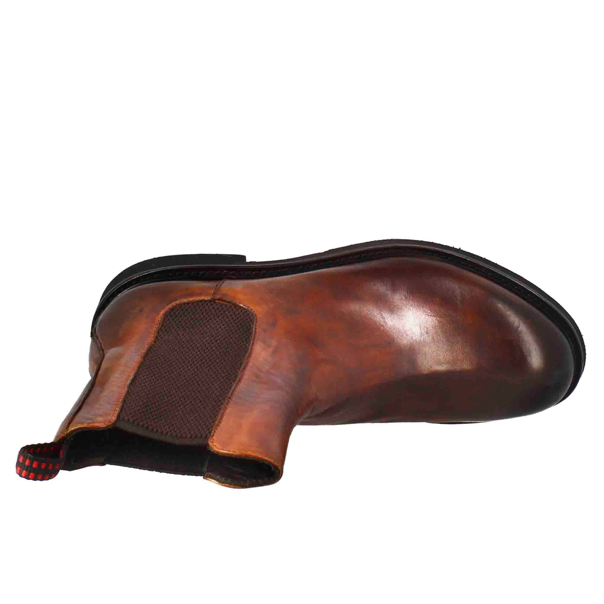 Leonardo Shoes Paupa Chelsea Cuoio Scuro in Pelle