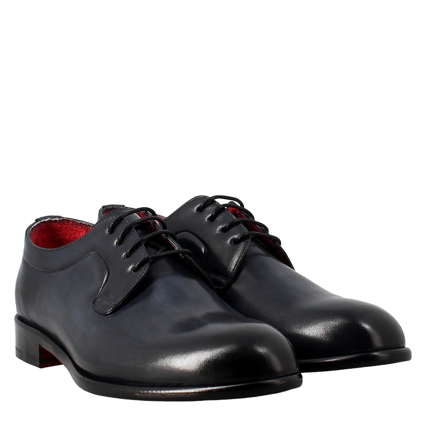 Leonardo Shoes Francesine Derby pelle liscia blu