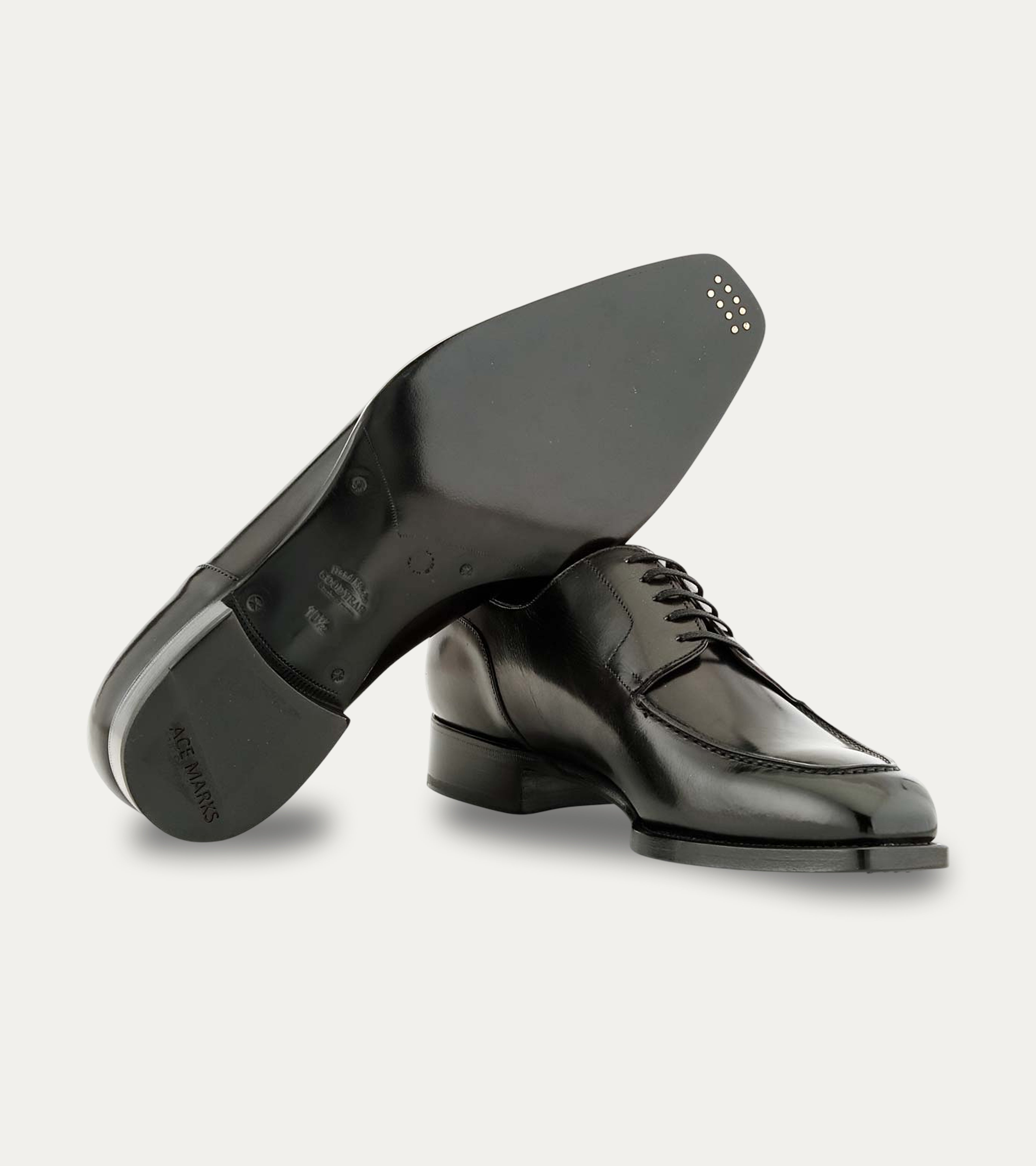 Ace Marks Michael Stitch Toe Blucher scarpe derby nere pelle