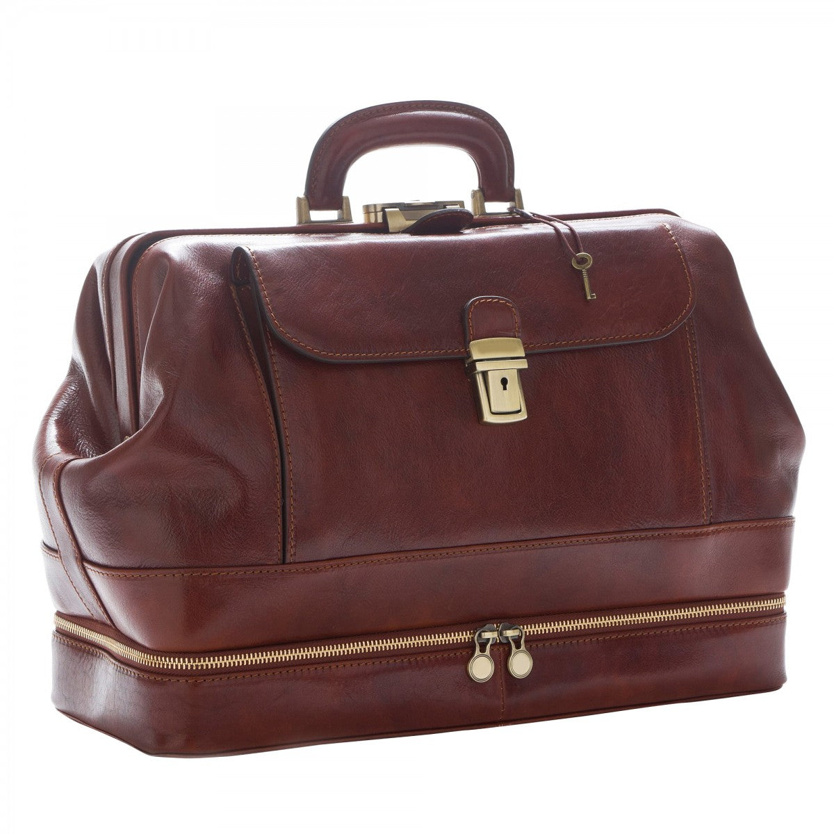 Leonardo Shoes Borsa Medico borsa uomo pelle marrone