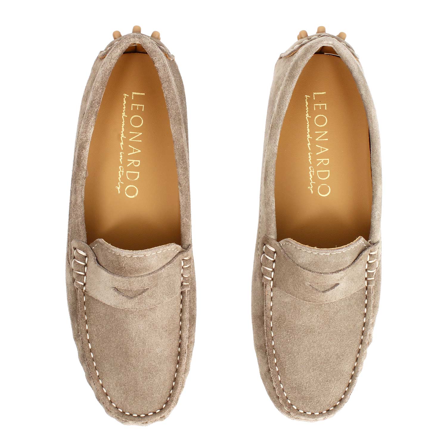 Leonardo Shoes Garda D. Beige Mocassini Donna Camoscio Beige