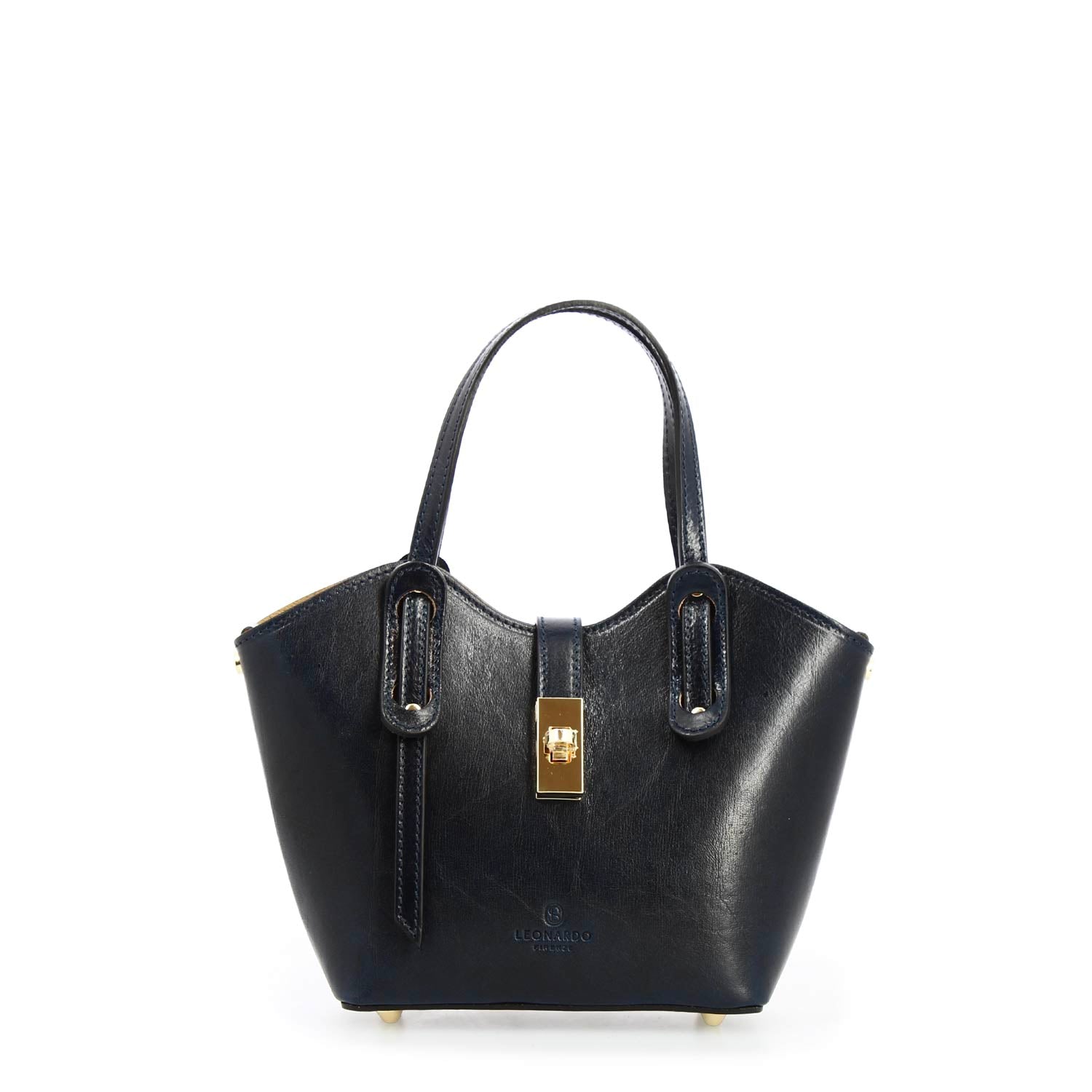 Leonardo Shoes Lisa borsa mano pelle nera tracolla 26,5 cm