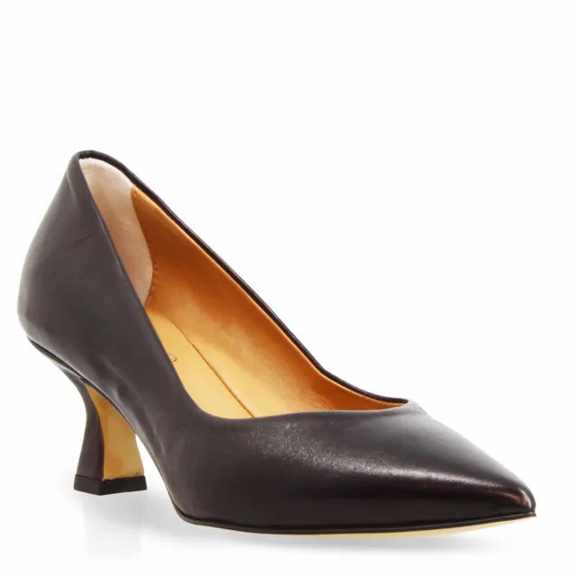 Leonardo Shoes Scarpe Stringate Donna Décolleté Pelle Nero Tacco 5