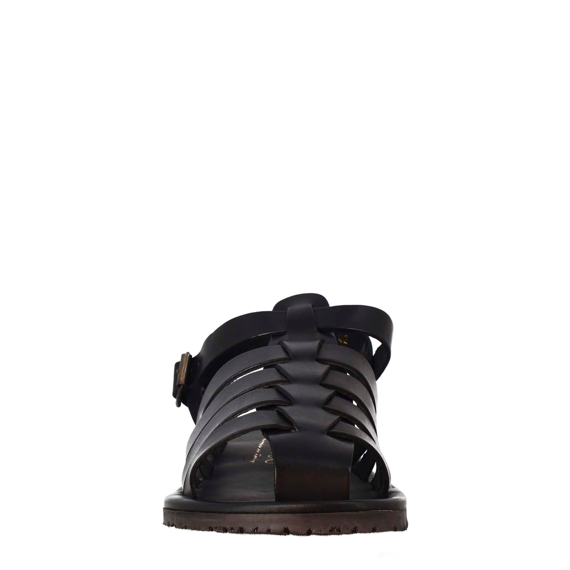 Leonardo Shoes sandali francescani uomo nero fibbia