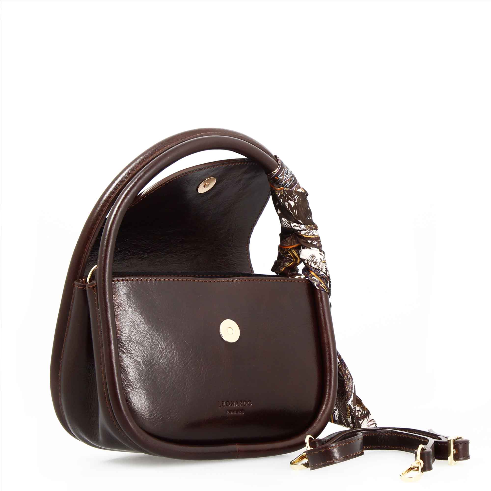 Leonardo Shoes Caterina borsa pelle marrone scuro 22 cm