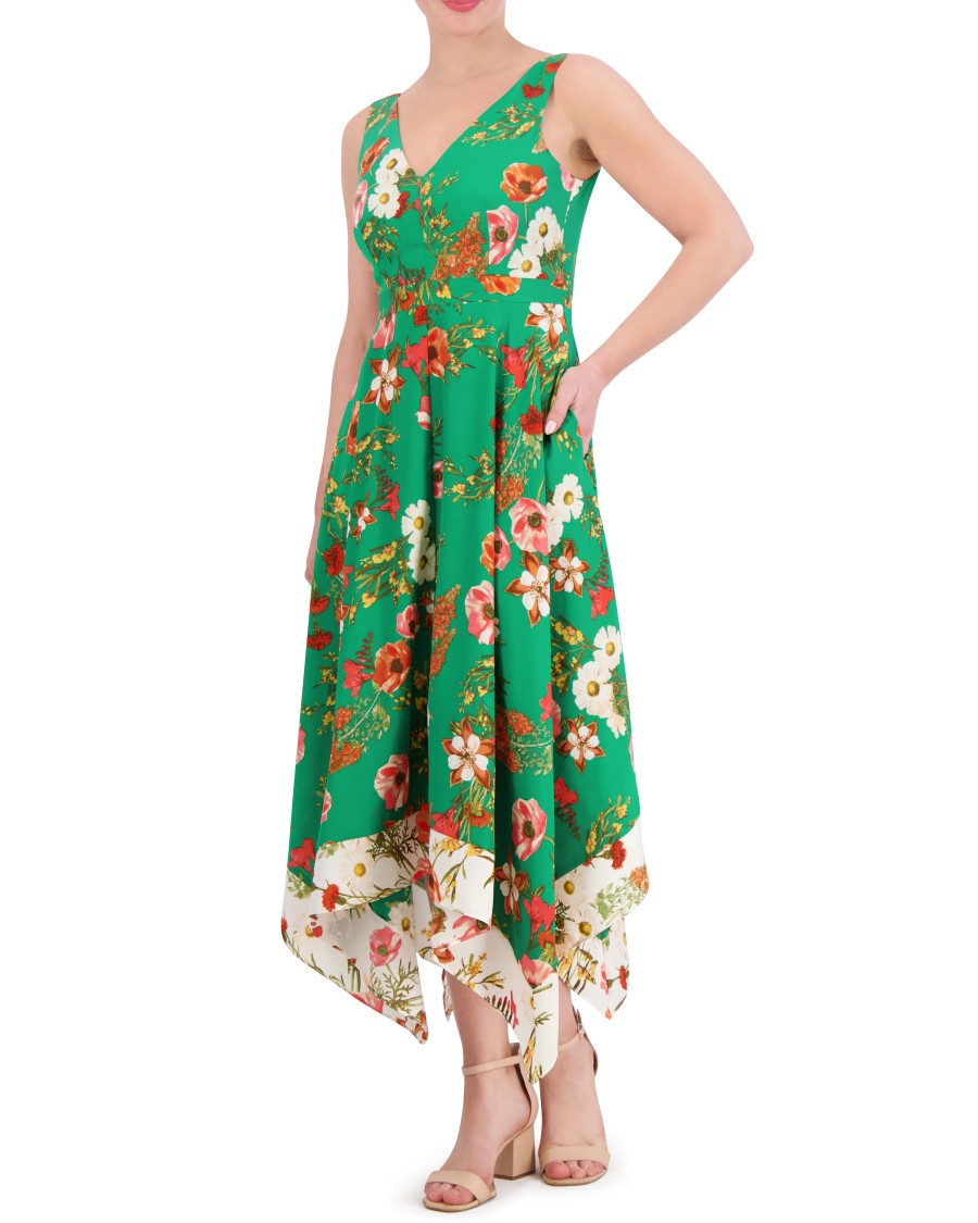 Vince Camuto Abito Petite stampa floreale orlo fazzoletto