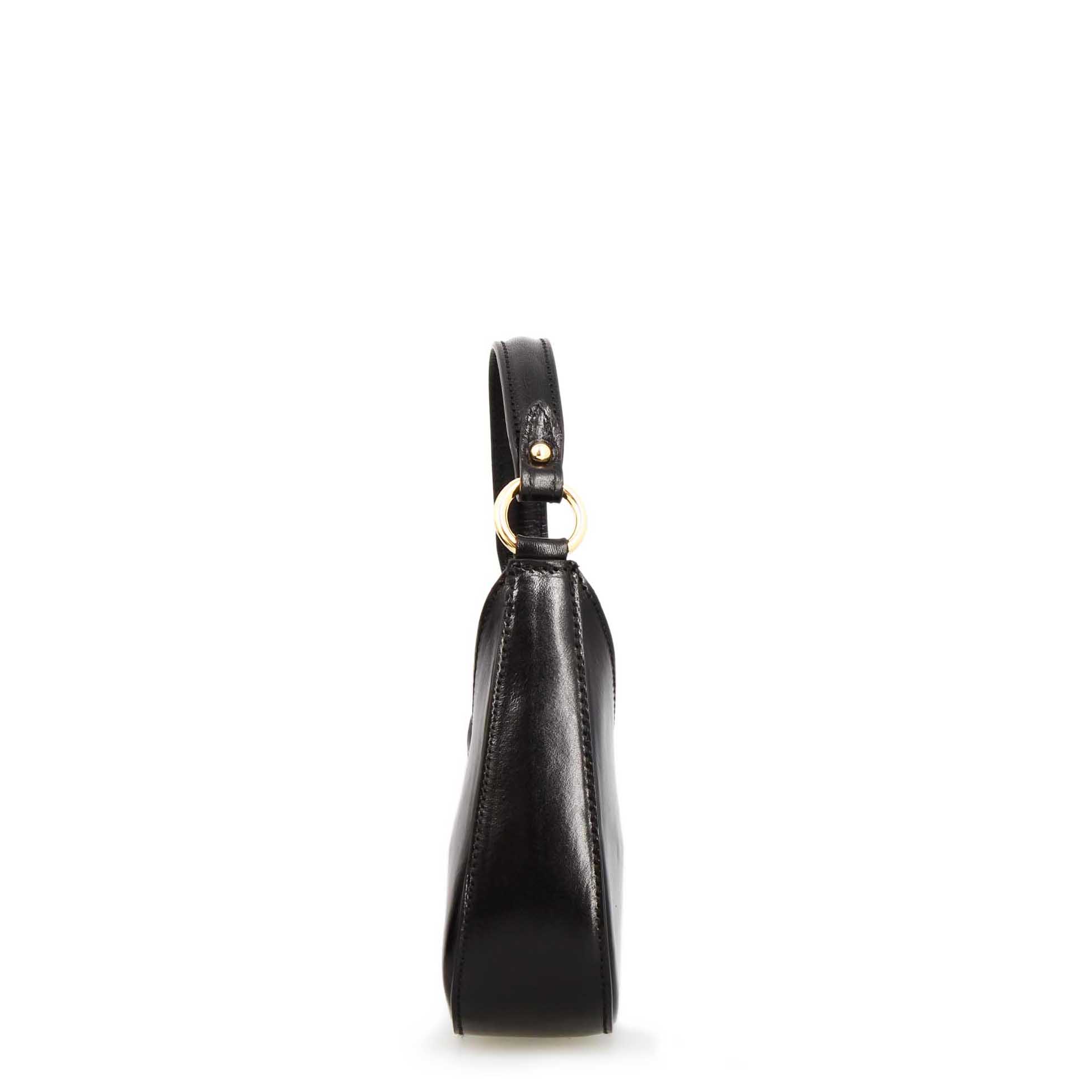Leonardo Shoes Isotta S Borsa Donna mezzaluna pelle nera