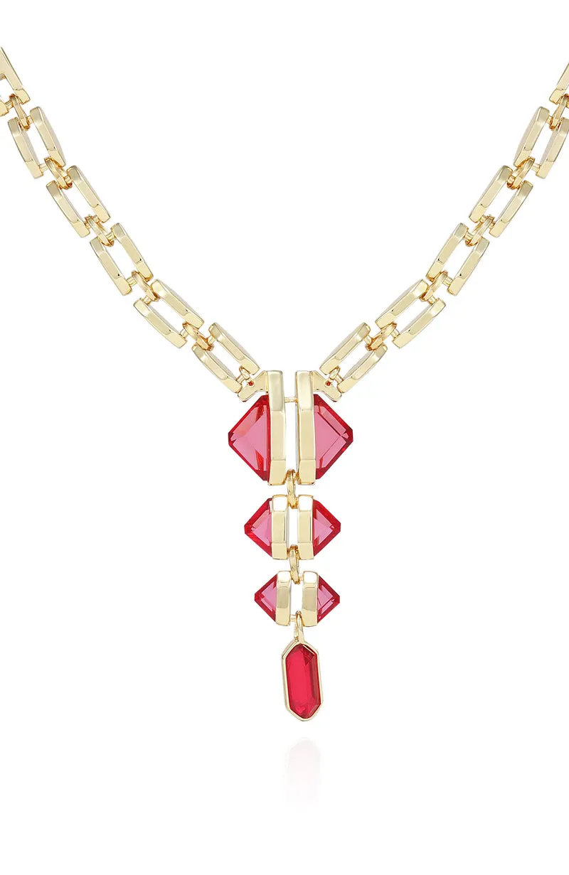 Vince Camuto collana pendente goccia oro pietra rosa