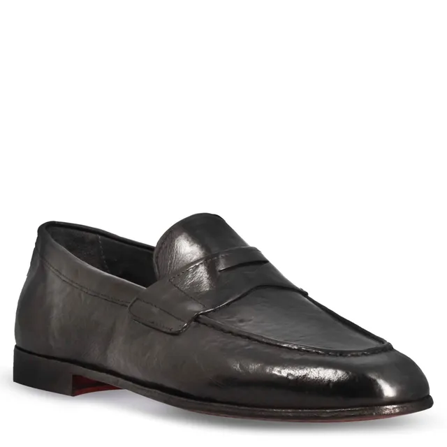 Leonardo Shoes Navona Buf mocassino uomo pelle nero