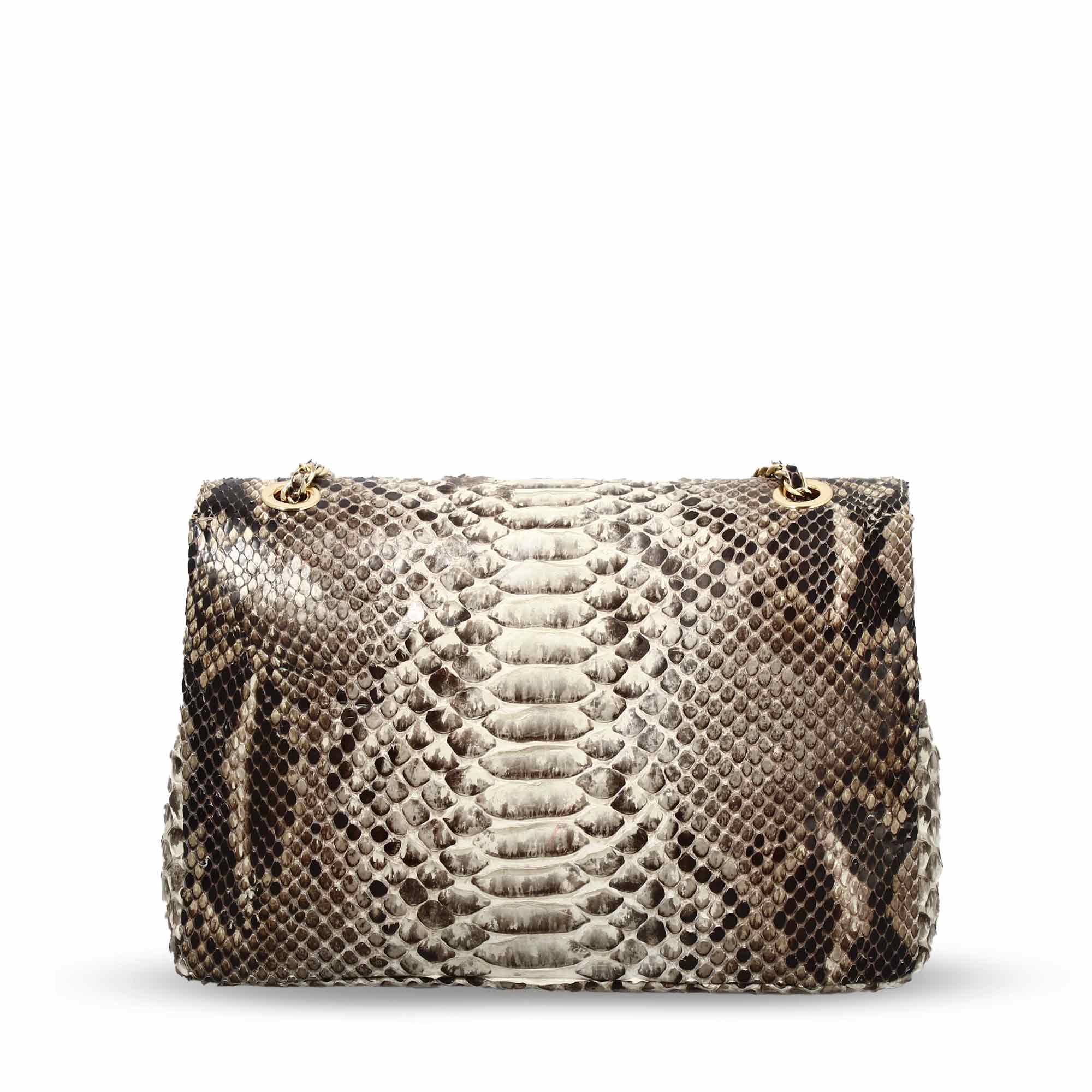 Leonardo Shoes BF-20 borsa donna pelle pitone marrone