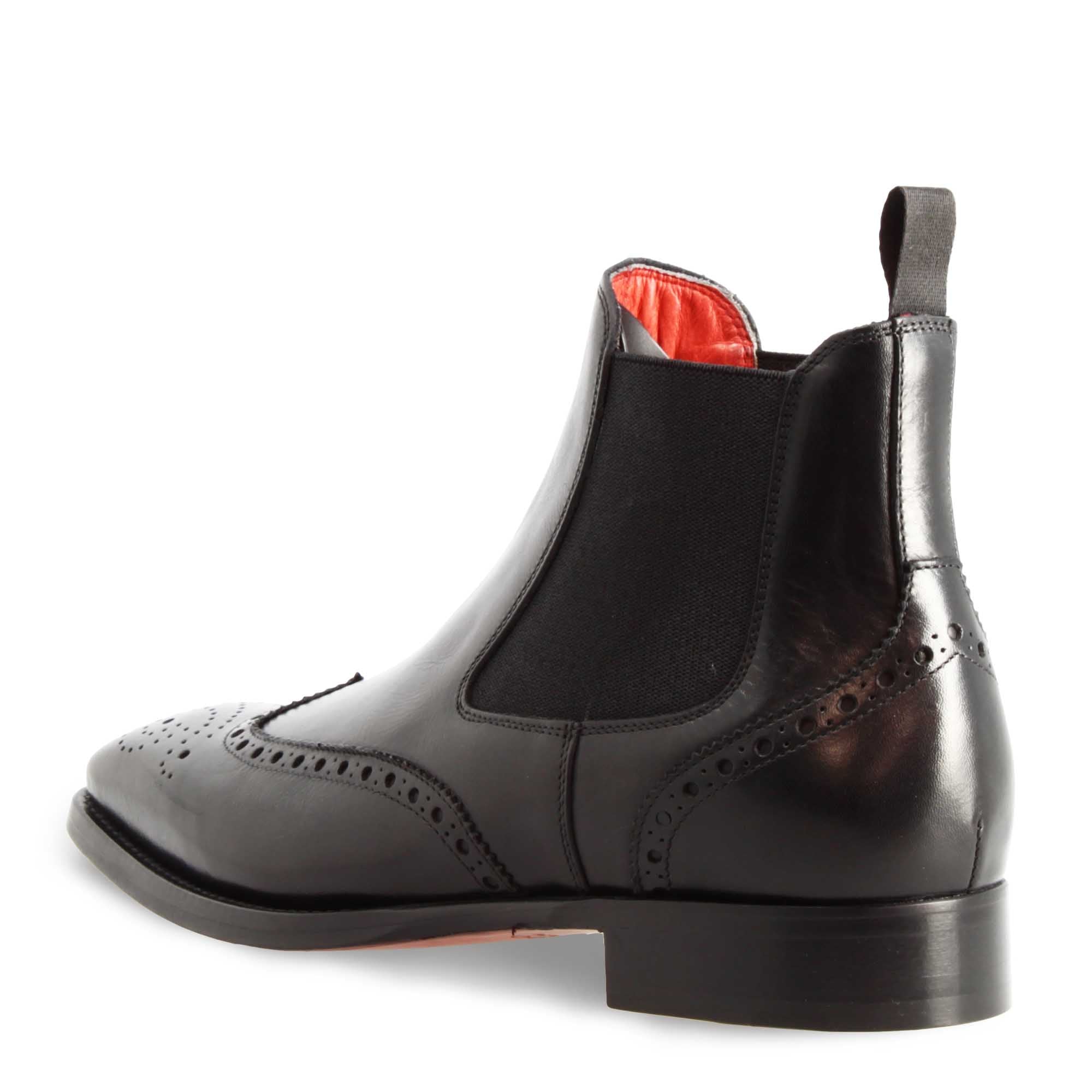 Leonardo Shoes stivaletto chelsea brogue pelle nero
