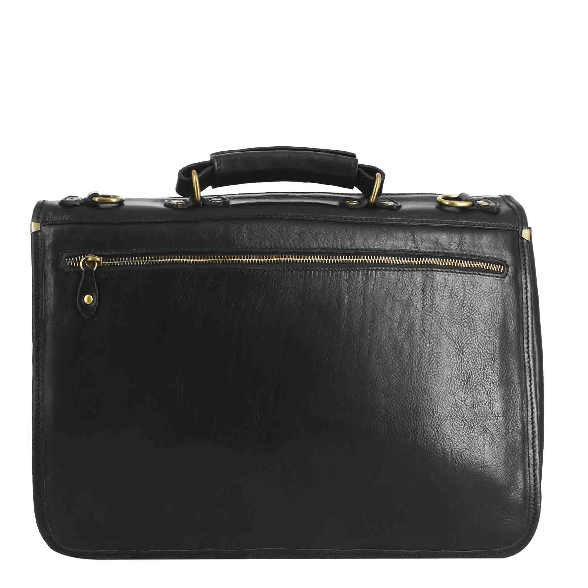 Leonardo Shoes Borse Uomo cartella BF-20 nero pelle 41 cm
