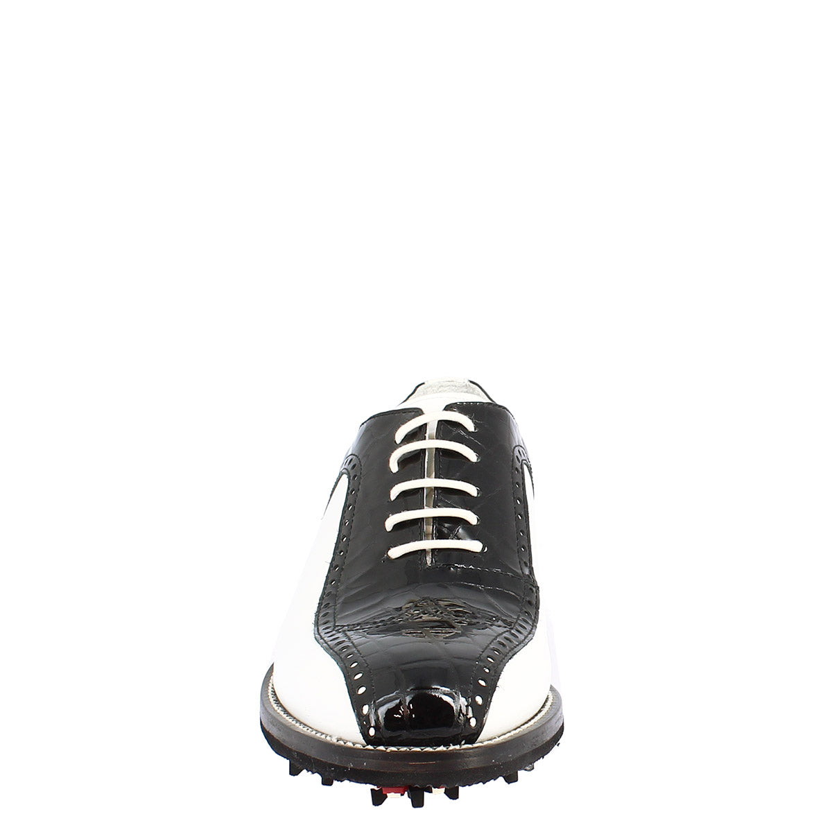 Leonardo Shoes Golf Scarpe da Golf Nero Bianco Cocco Pelle