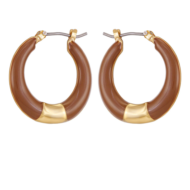 Vince Camuto orecchini cerchio oro smalto marrone