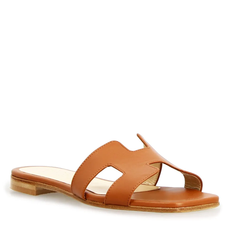 Leonardo Shoes Harmony sandali donna marrone nappa tacco 1 cm