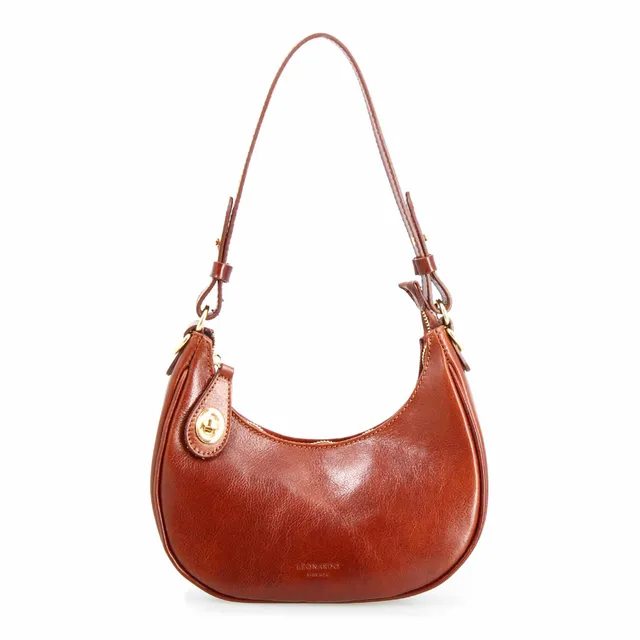 Leonardo Shoes Jane borsa spalla pelle marrone doppia chiusura
