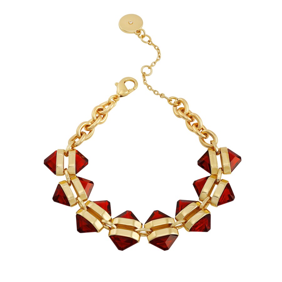 Vince Camuto bracciale catena oro pietra rossa