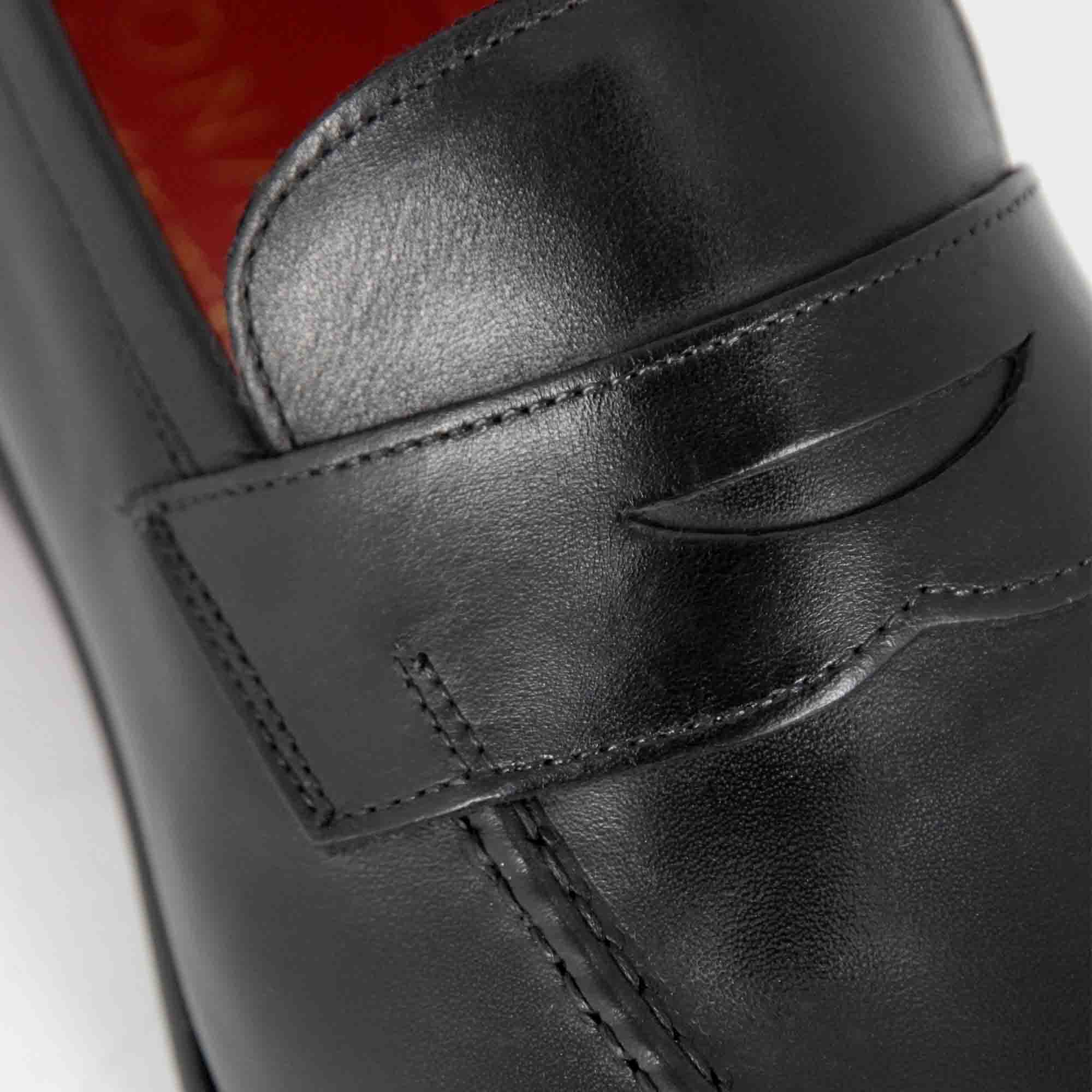 Leonardo Shoes Mocassino Uomo Pelle Nero Classico Cuoio