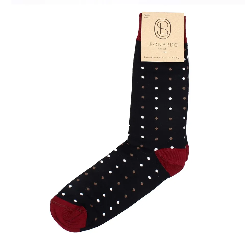 Leonardo Shoes Calzini uomo Filo di Scozia blu pallini cotone
