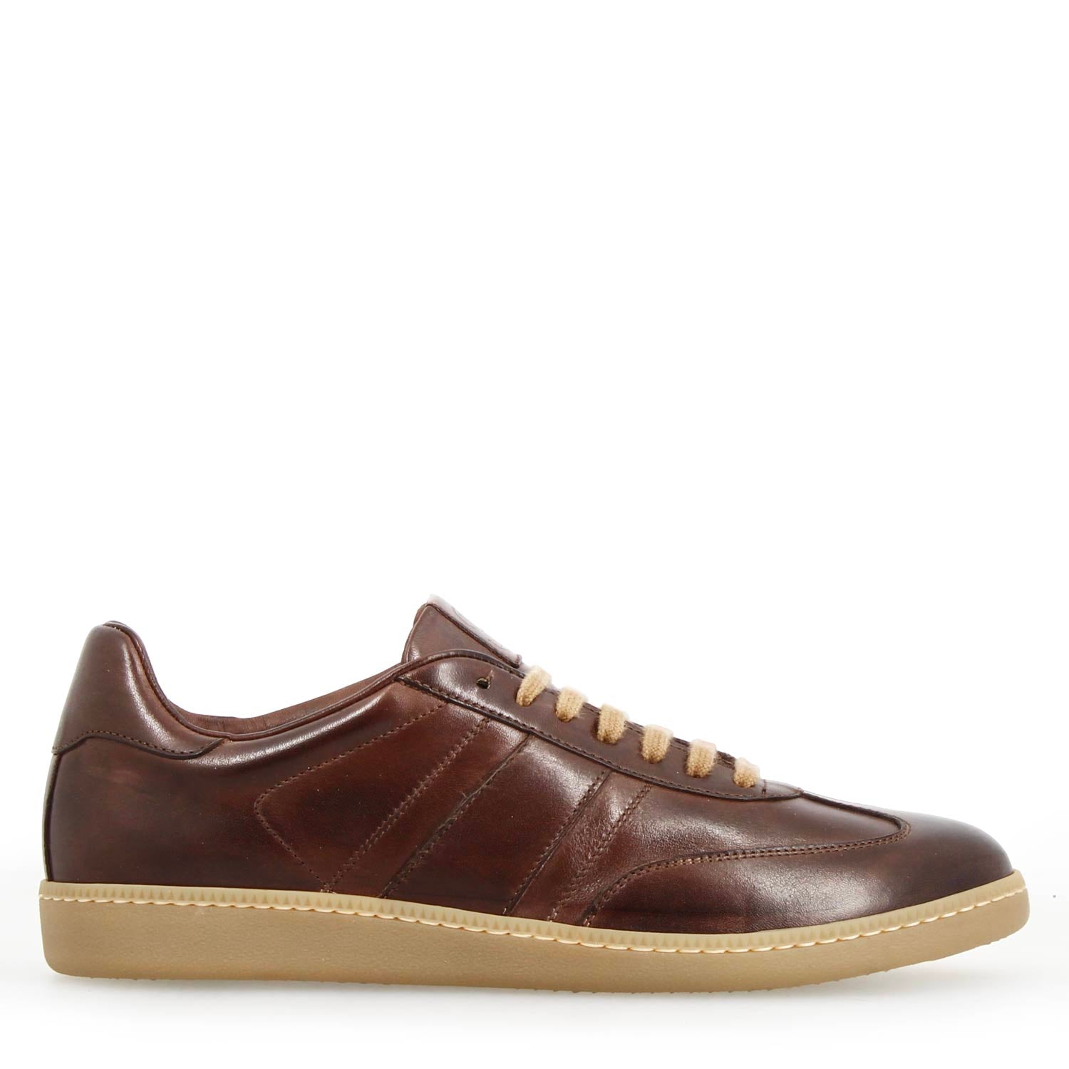 Leonardo Shoes Bizantino Sneakers Uomo Pelle Marrone Scuro Lacci
