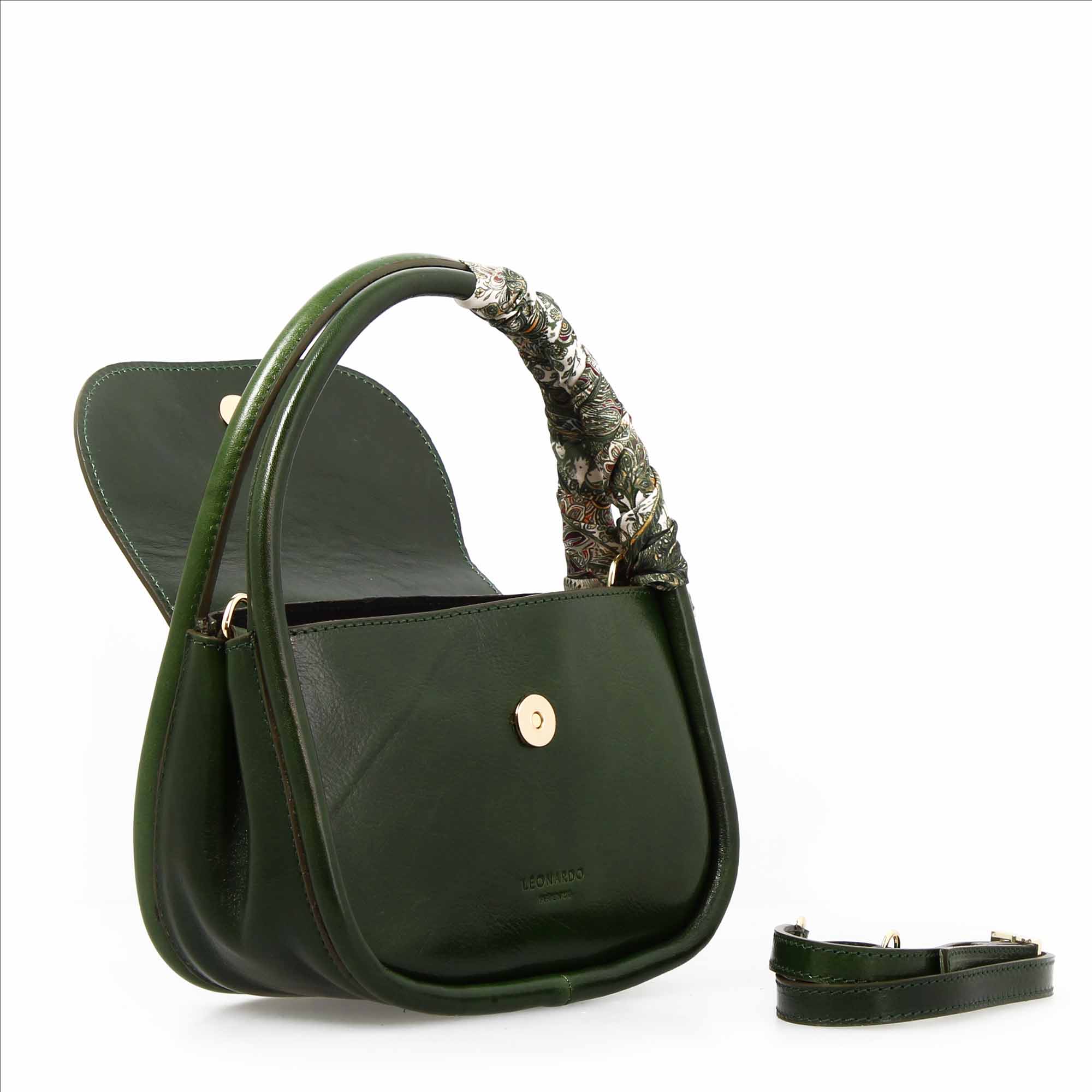 Leonardo Shoes Caterina borsa mano pelle verde