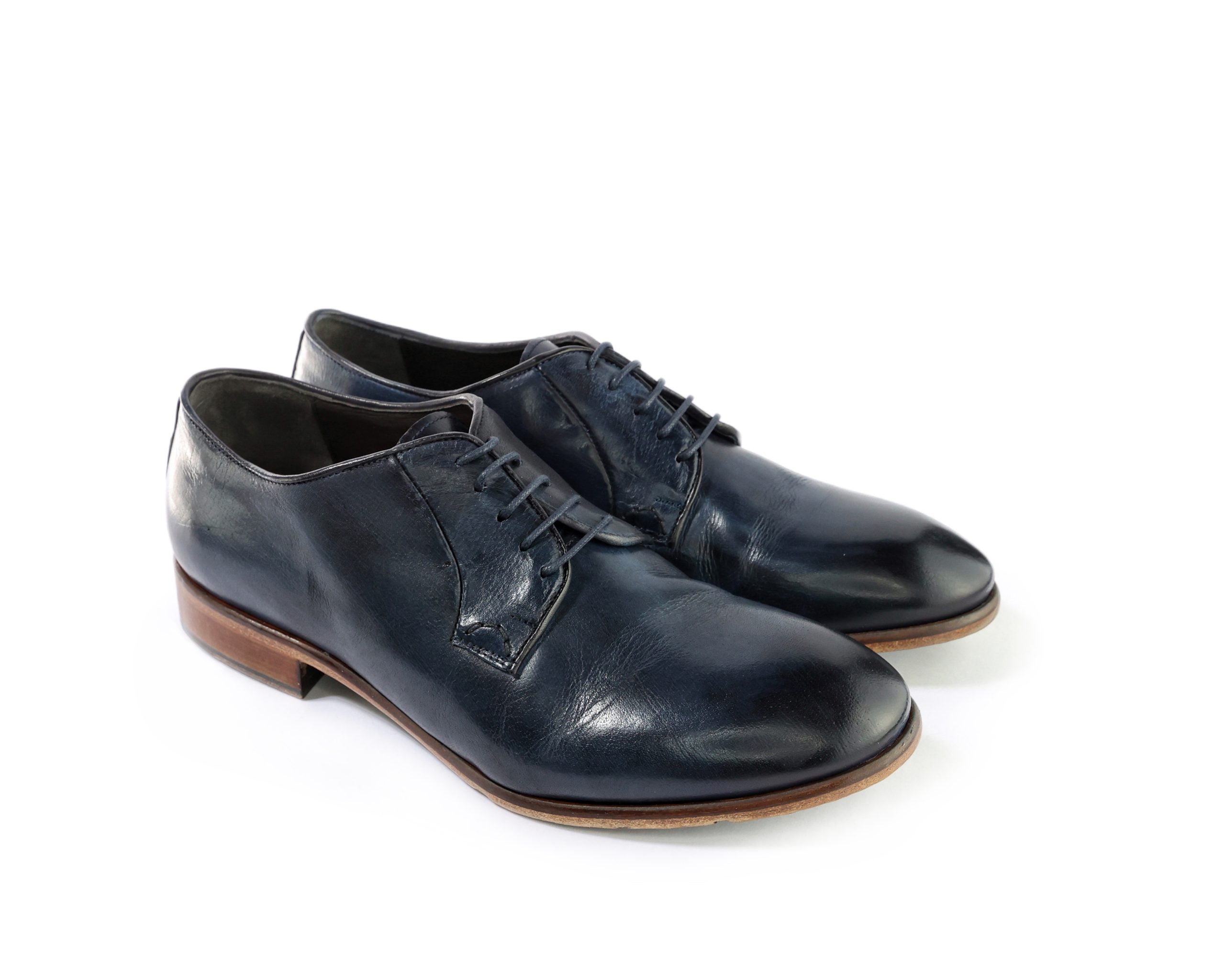 Ton Goût Elegant Derby derby uomo blu in vitello