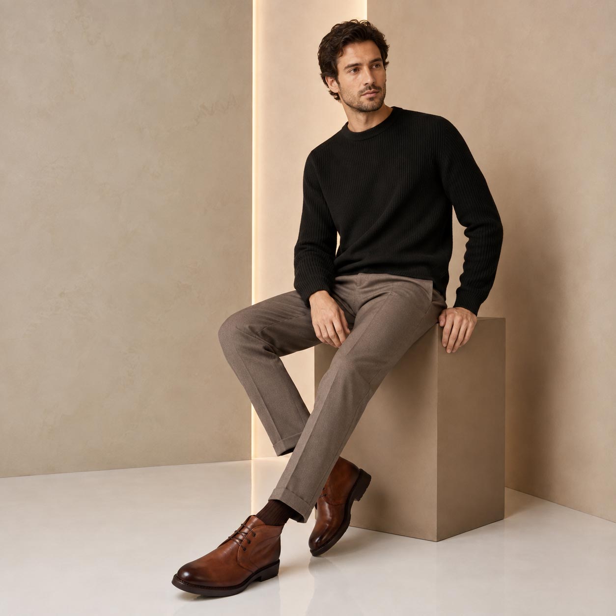 Leonardo Shoes Bacco Stivaletti Uomo Pelle Marrone Cognac
