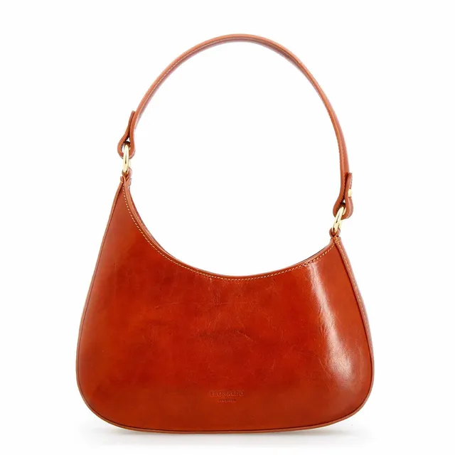 Leonardo Shoes Isotta M Borsa Mano Marrone Chiaro Mezzaluna