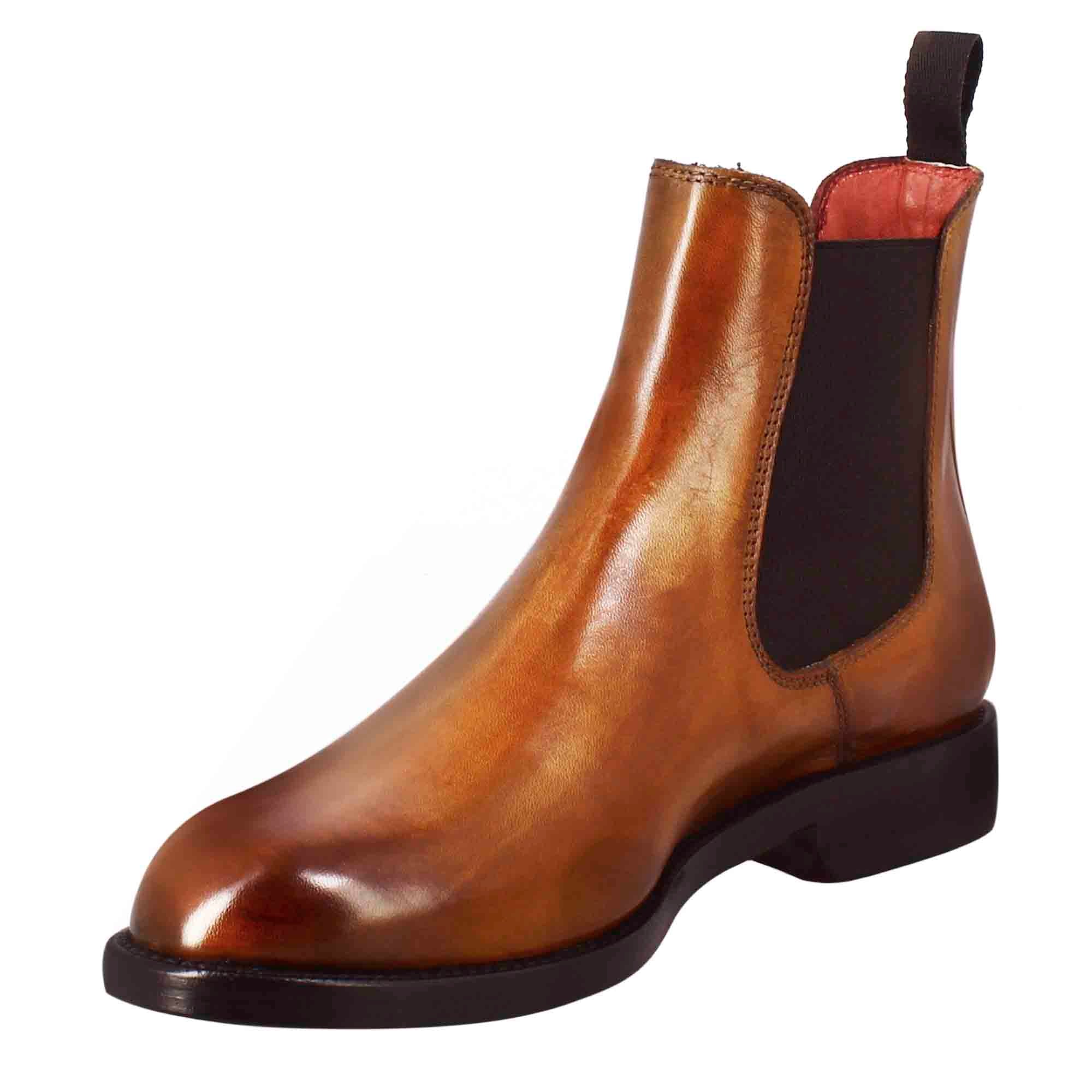 Leonardo Shoes Stivali Donna Chelsea pelle marrone chiaro