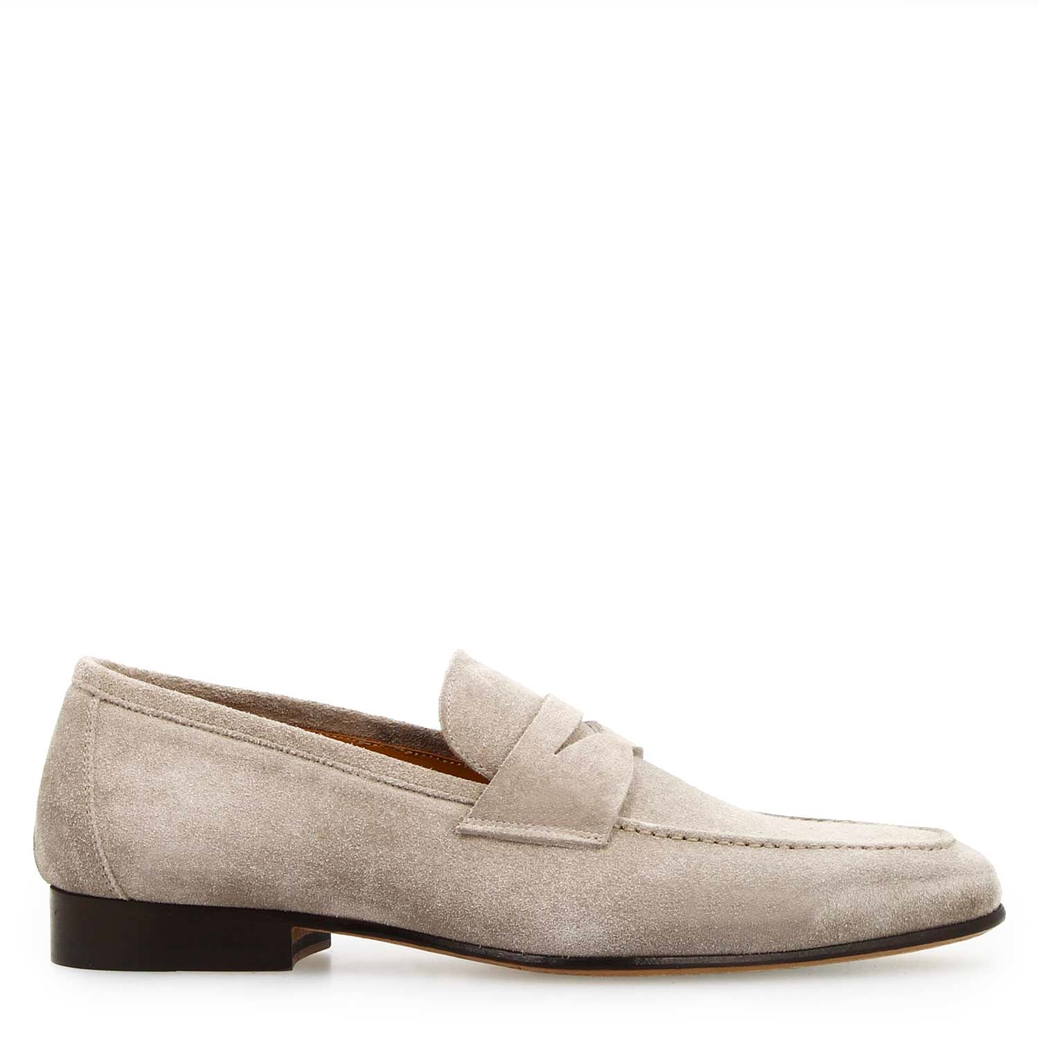 Leonardo Shoes Mocassini Uomo Manfredo camoscio grigio suola cuoio