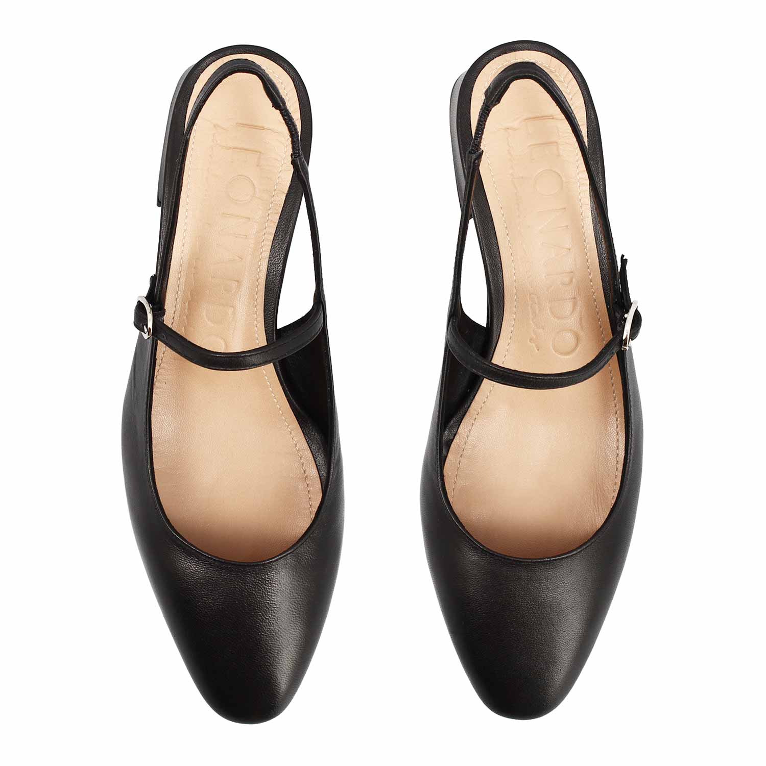 Leonardo Archita slingback pelle nero tacco 3 cm
